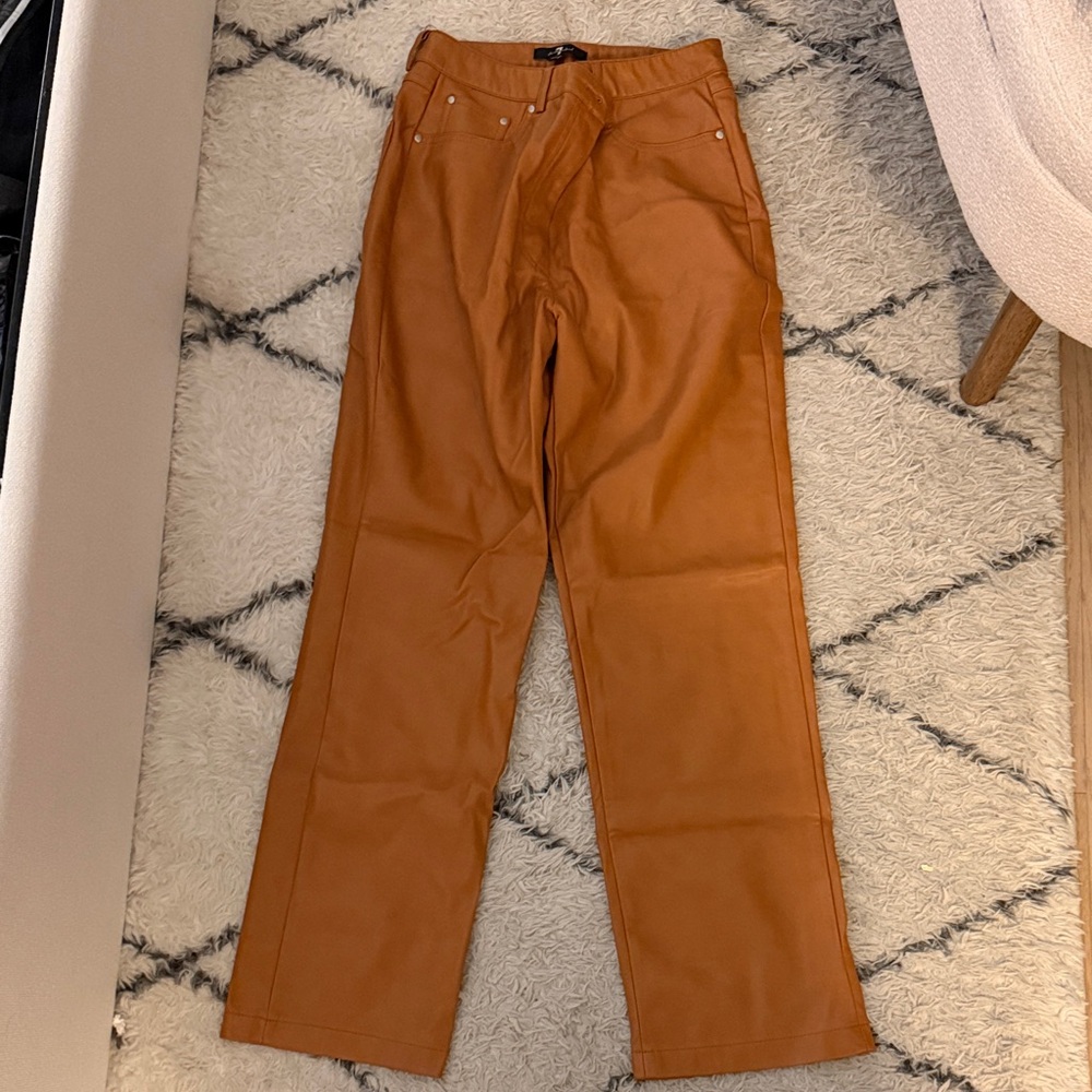 7 For All Mankind Brown Leather Pants